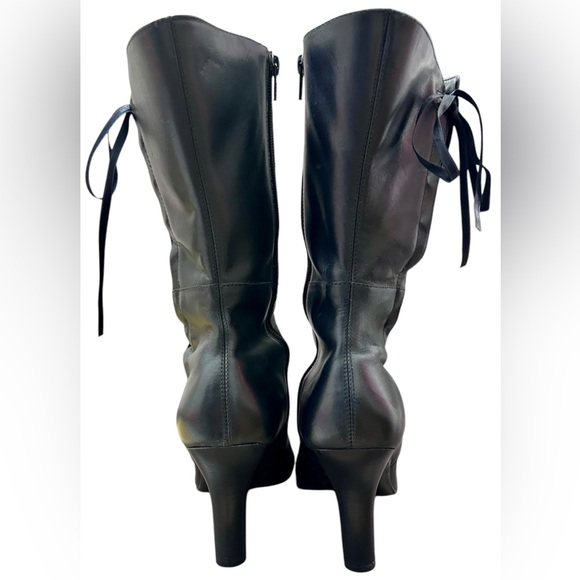 NORDSTROM BP Lace-Up & Zip High Heel Square Toe Leather Boots In Black 9.5 ✨EUC✨ - Picture 10 of 13